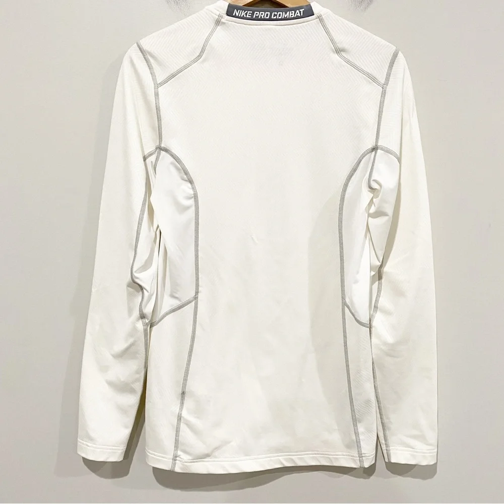 NIKE Men’s Pro Combat Hyperwarm Lite Long Sleeve Shirt Fitted White Size Small - Picture 5 of 10